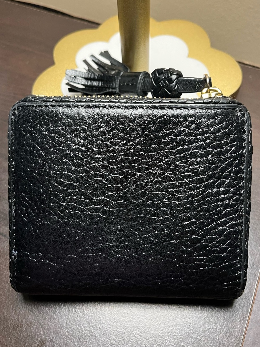 Tory Burch Taylor Mini Black Pebbled Leather Zip Wallet EUC - Picture 2 of 13